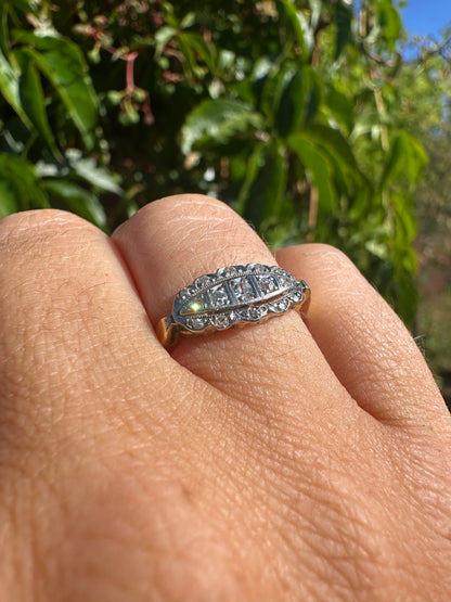 Vintage 18ct Diamond Boat Ring