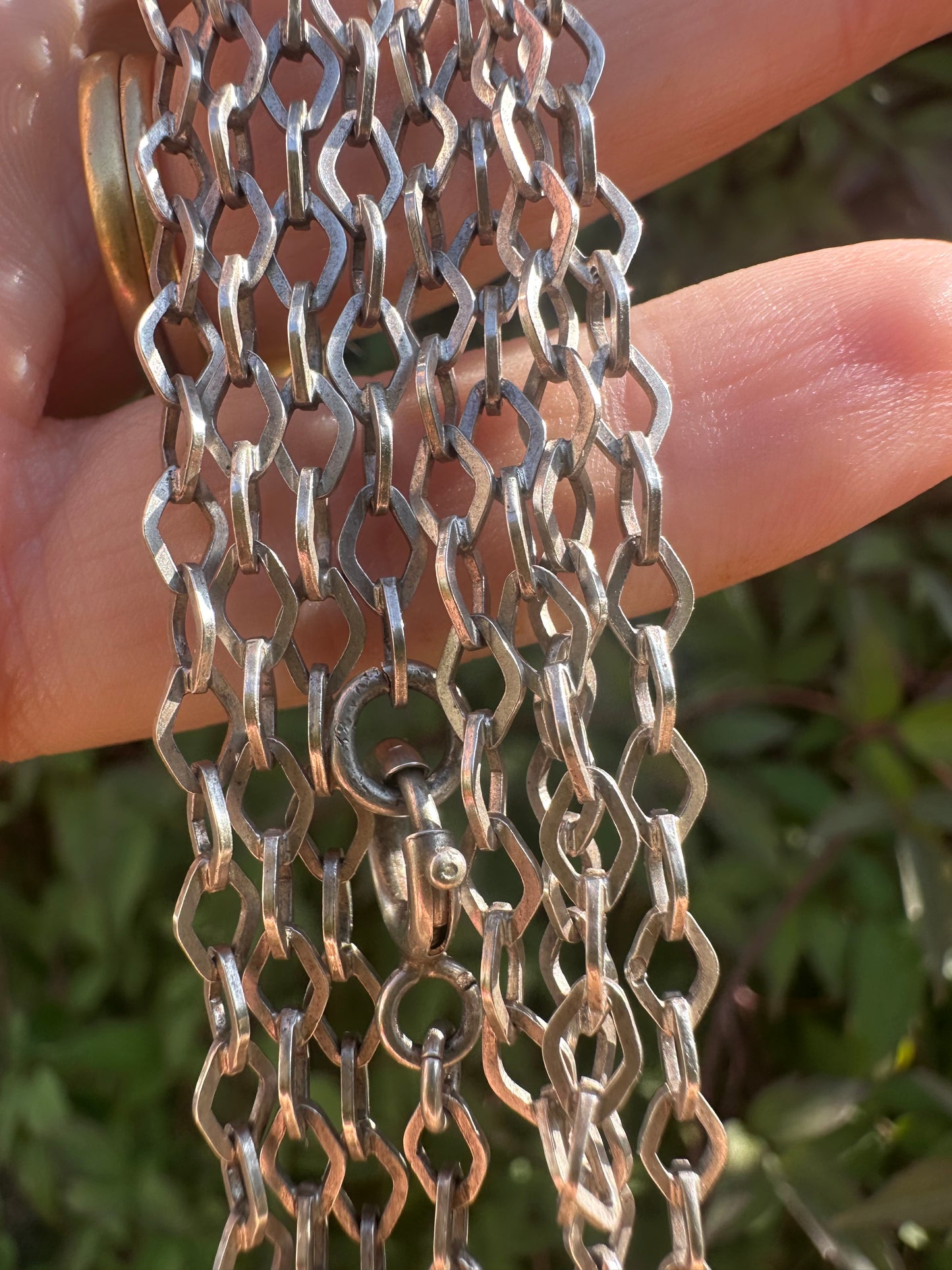 French 800 Silver Lozenge link Long Guard chain