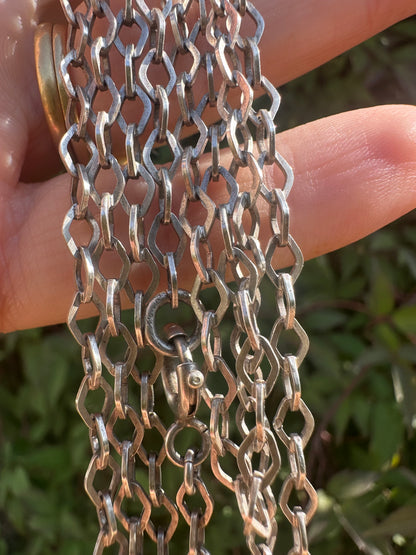 French 800 Silver Lozenge link Long Guard chain