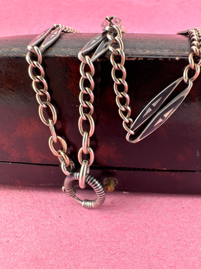Antique 800 Niello Lozenge chain with bolt clasp