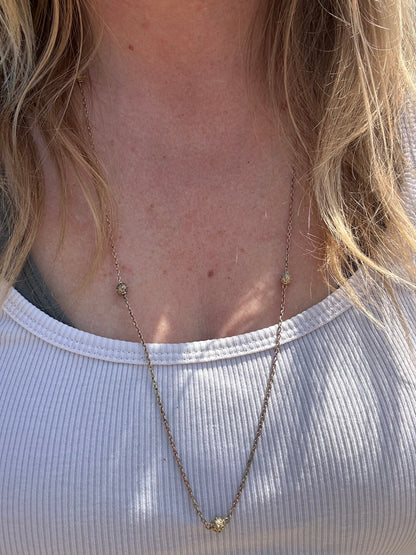 Antique 9ct Light Rose Gold Etruscan revival Orb Station chain