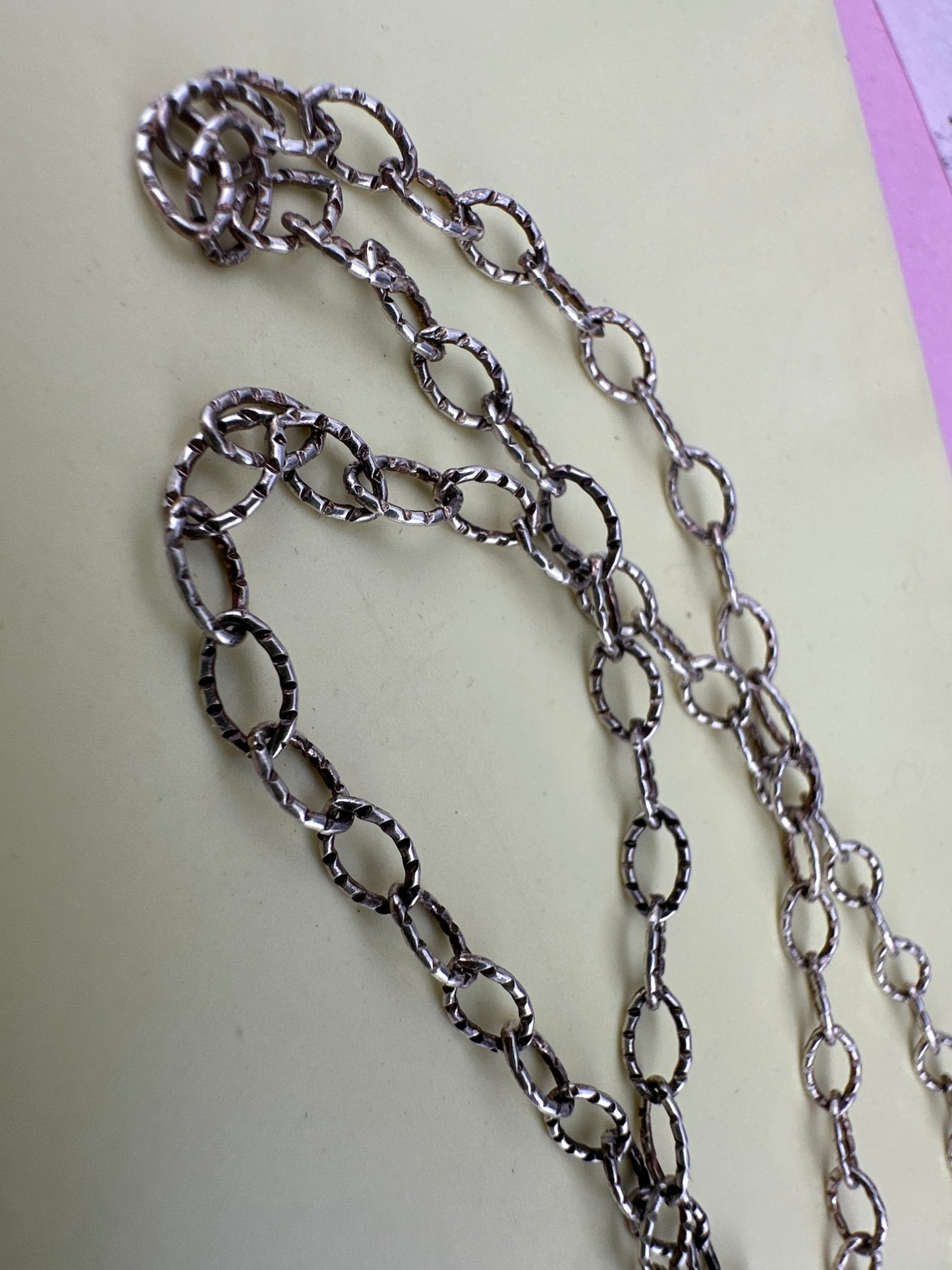 Sterling Silver Textured Oval belcher chain