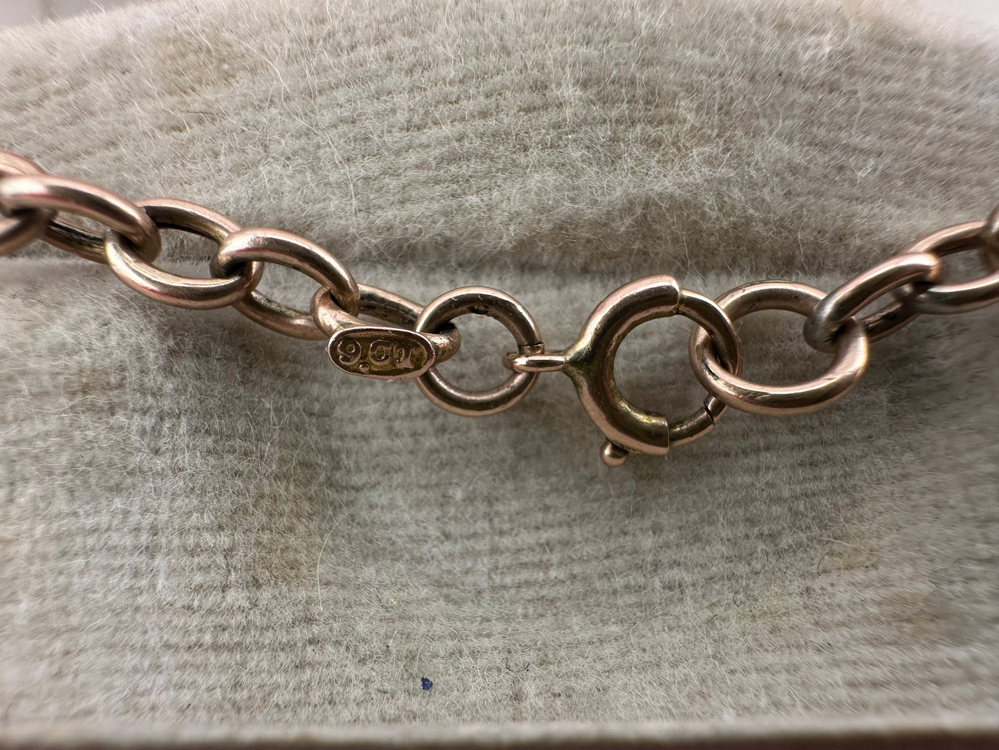 Antique 9ct Rose Gold Turquoise Orb and cable link bracelet with bolt clasp