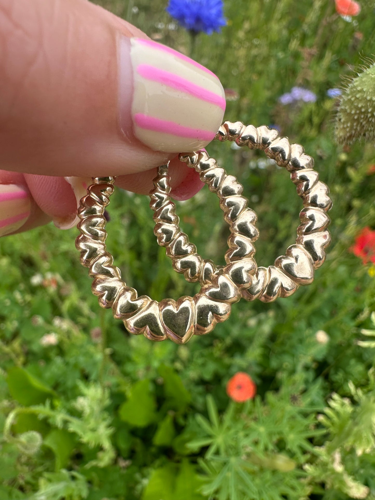 Vintage 9ct Heart Hoops