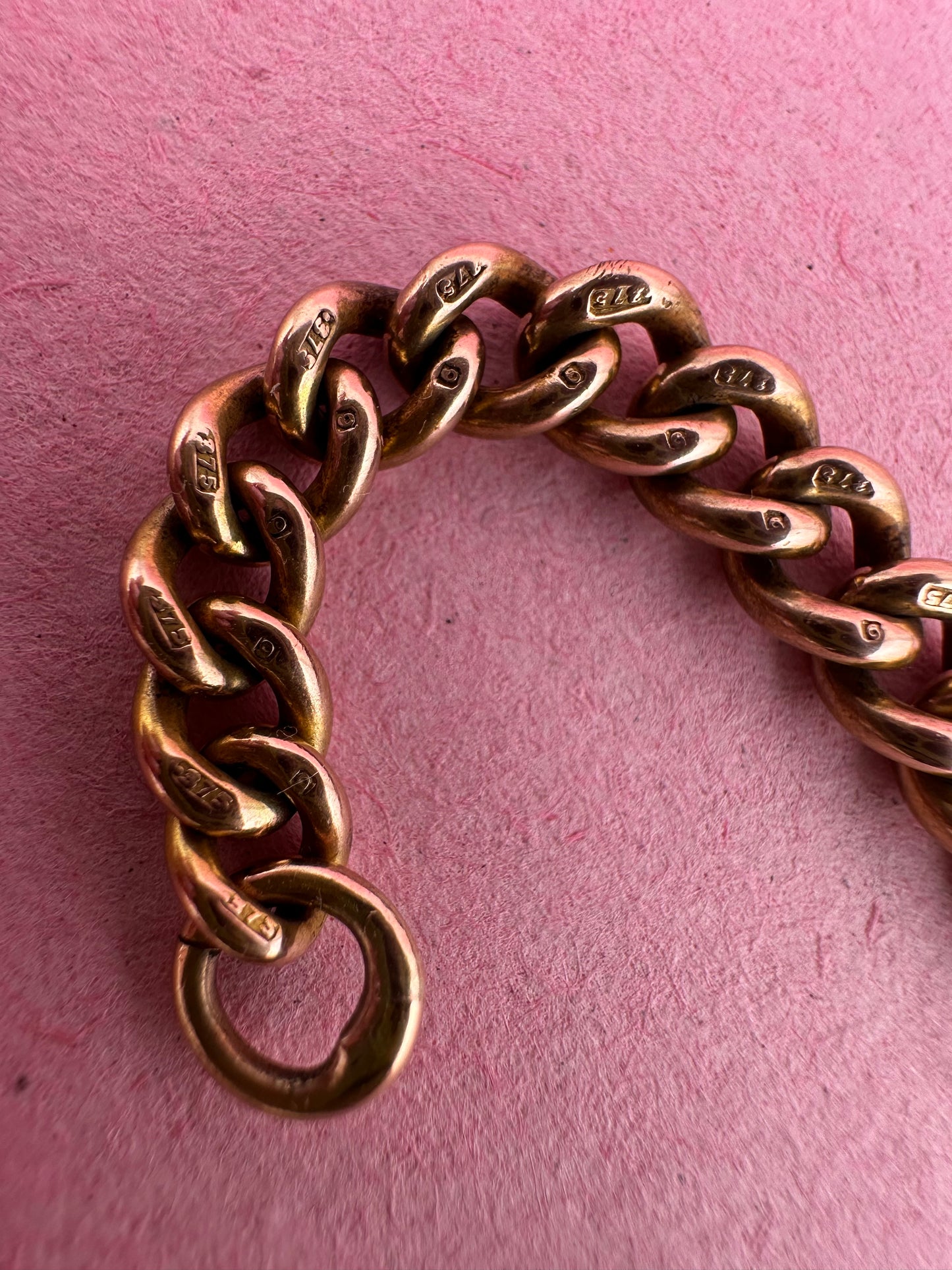 Antique 9ct Rose Gold Graduated Curb extender