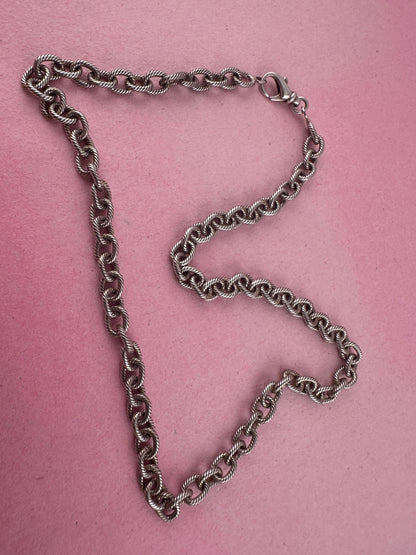 Sterling silver textured cable chain