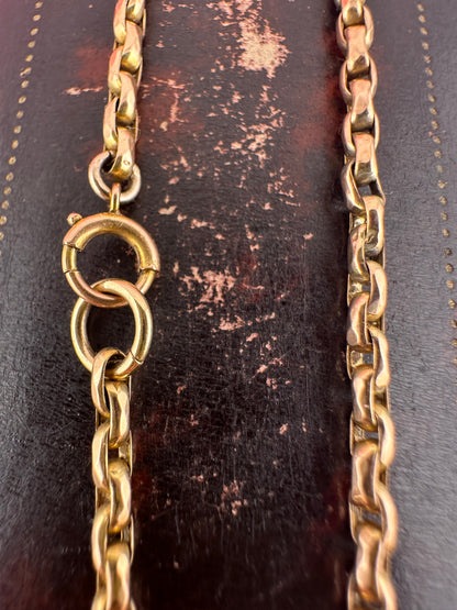 Antique 9ct Peachy Gold Oval Belcher Bracelet with bolt clasp