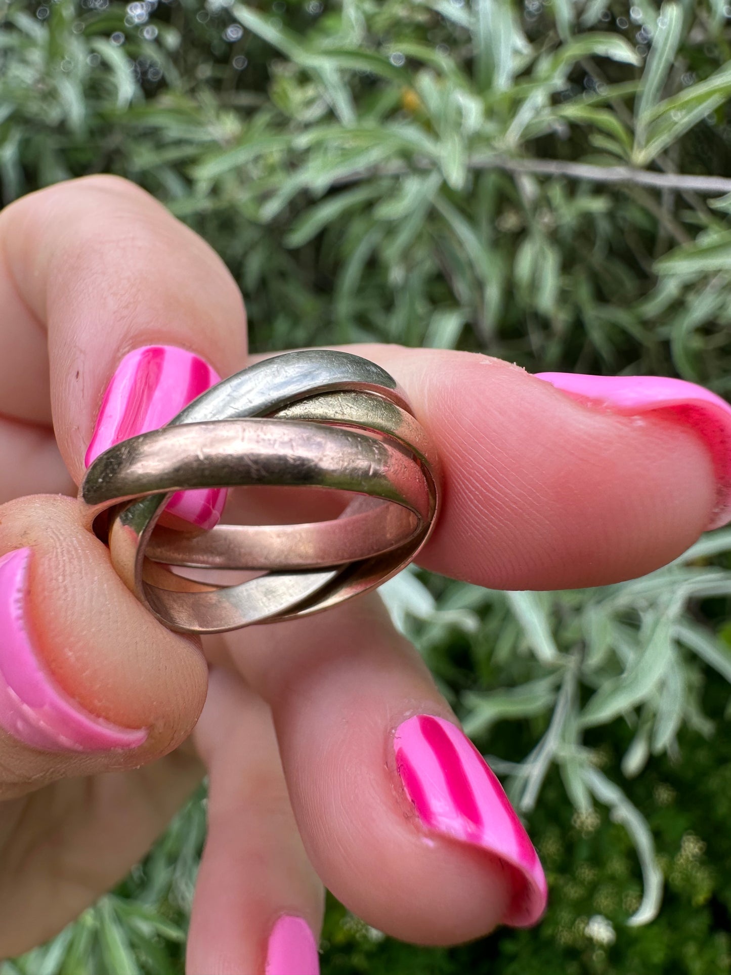 Vintage 9ct Gold Tri-colour Russian rolling band
