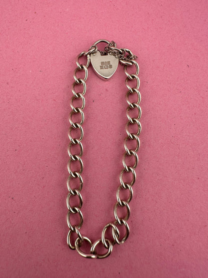 Sterling Silver Curb bracelet with heart padlock