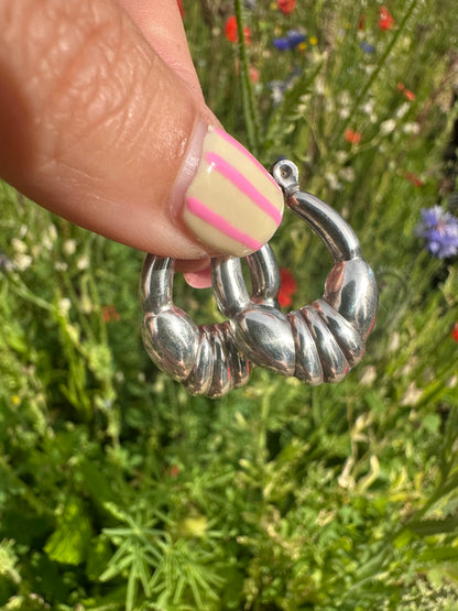 Sterling Silver Puffy Hoops