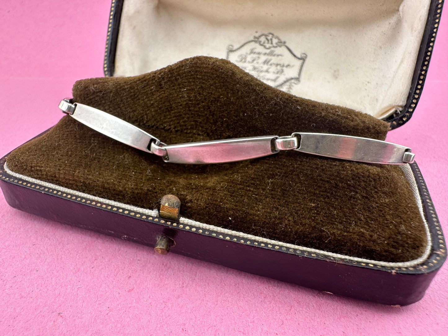 Sterling silver curved bar bracelet
