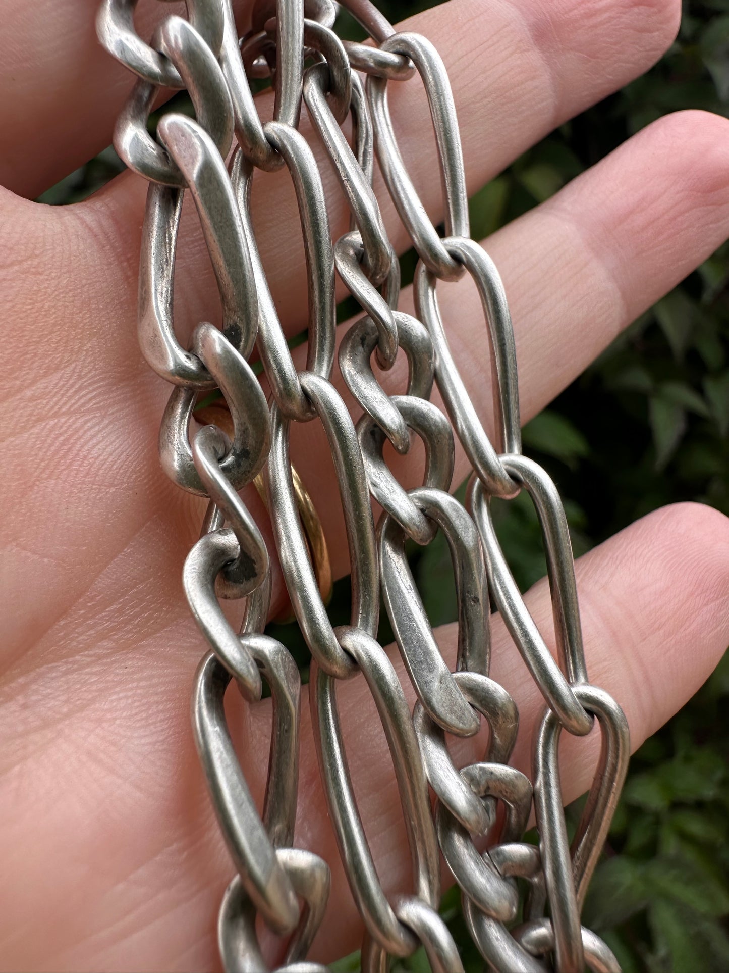 Re-imagined mixed link 800 & Sterling silver Albert chain with XL bolt clasp.