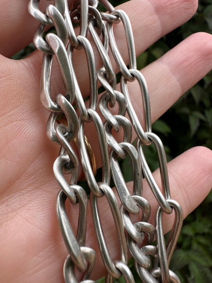 Re-imagined mixed link 800 & Sterling silver Albert chain with XL bolt clasp.