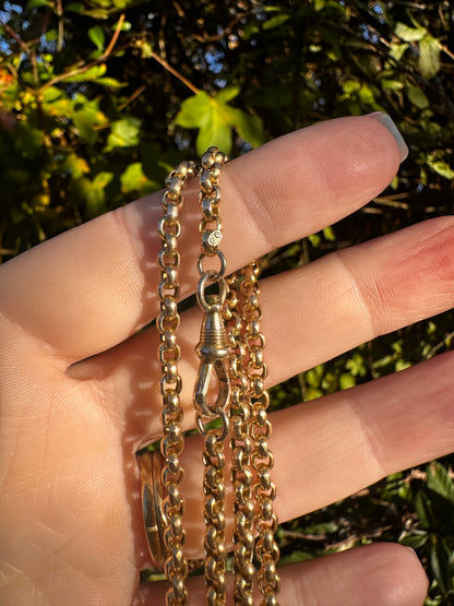 Antique 9ct Yellow gold Belcher Chain with faceted dog clip