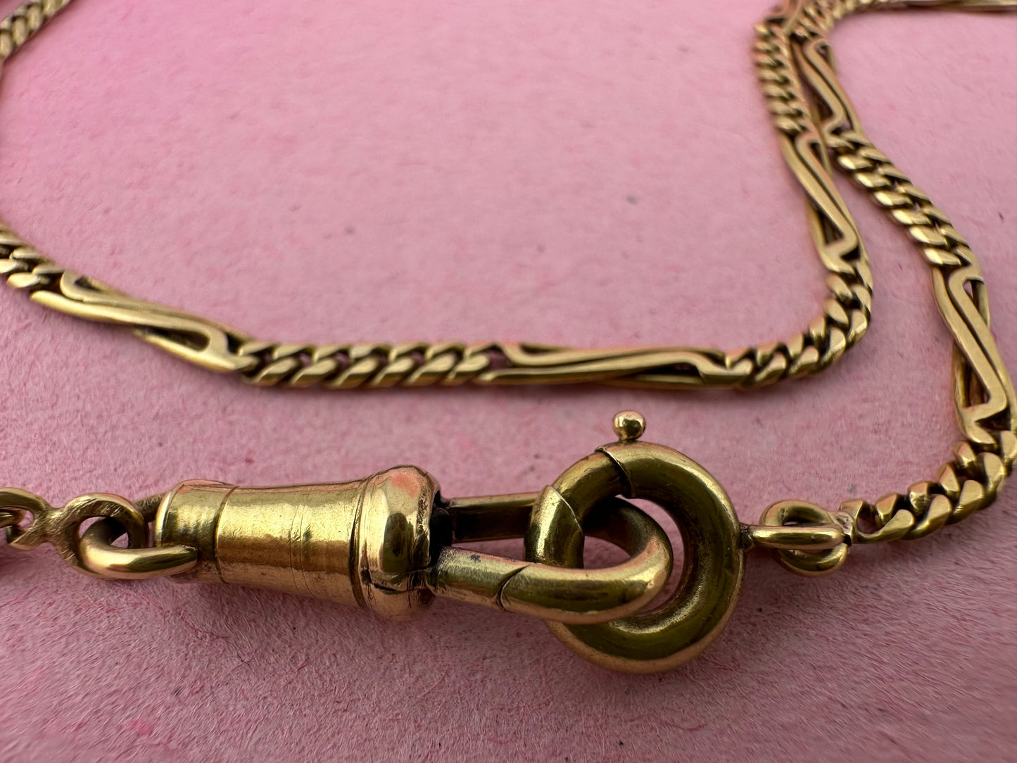 Vintage 14ct Curb and twist bar Albert with dog clip and spring ring