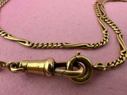 Vintage 14ct Curb and twist bar Albert with dog clip and spring ring