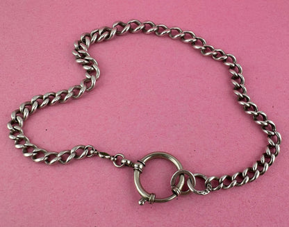 Antique Sterling Silver Graduated Curb Albert with XL bolt clasp