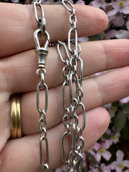 Antique 800 Silver mini trombone chain with dog clip