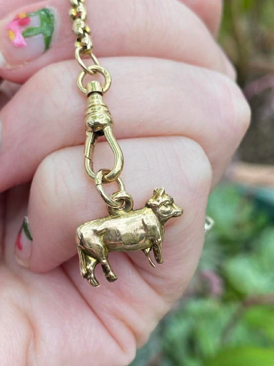 Antique 9ct gold Cow charm