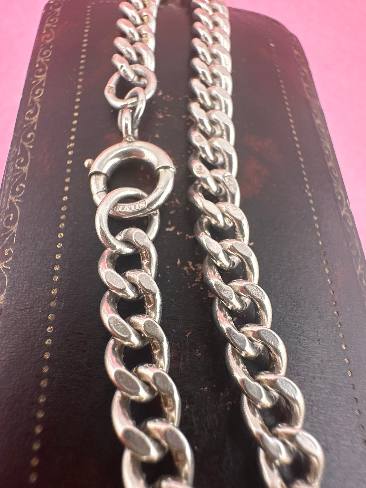 Sterling Silver Curb Bracelet with Bolt Clasp