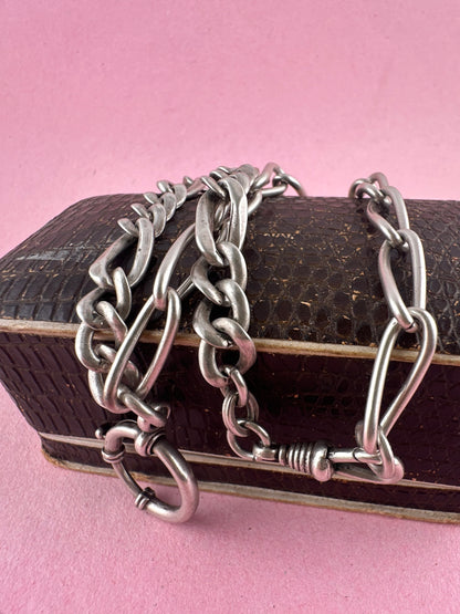 Re-imagined mixed link 800 & Sterling silver Albert chain with XL bolt clasp.