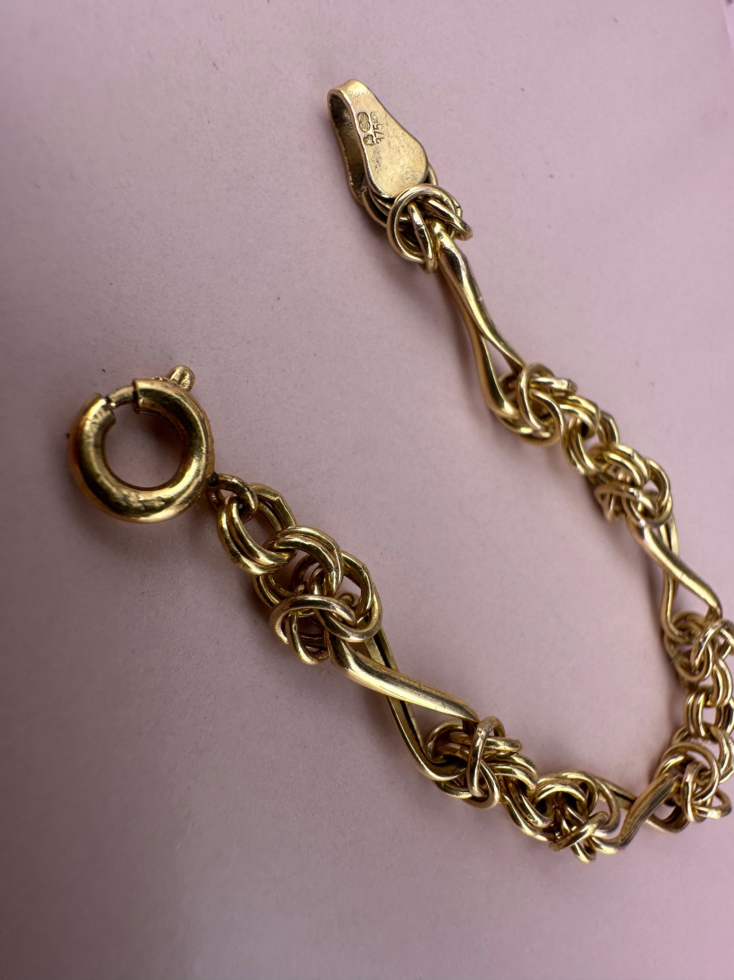 Vintage 9ct Yellow gold Byzantine & infinity link extender