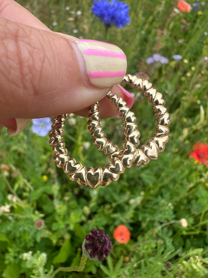 Vintage 9ct Heart Hoops