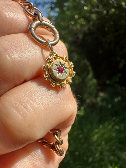 Antique 15ct Gold Ruby pin conversion pendant