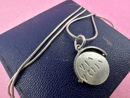 Sterling Silver ‘Why Worry’ Spinner on snake chain