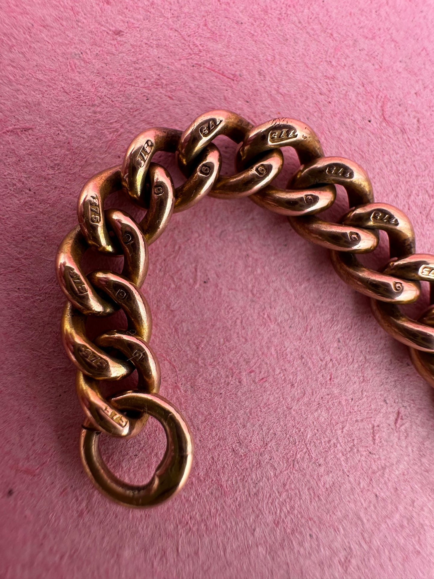 Antique 9ct Rose Gold Graduated Curb extender