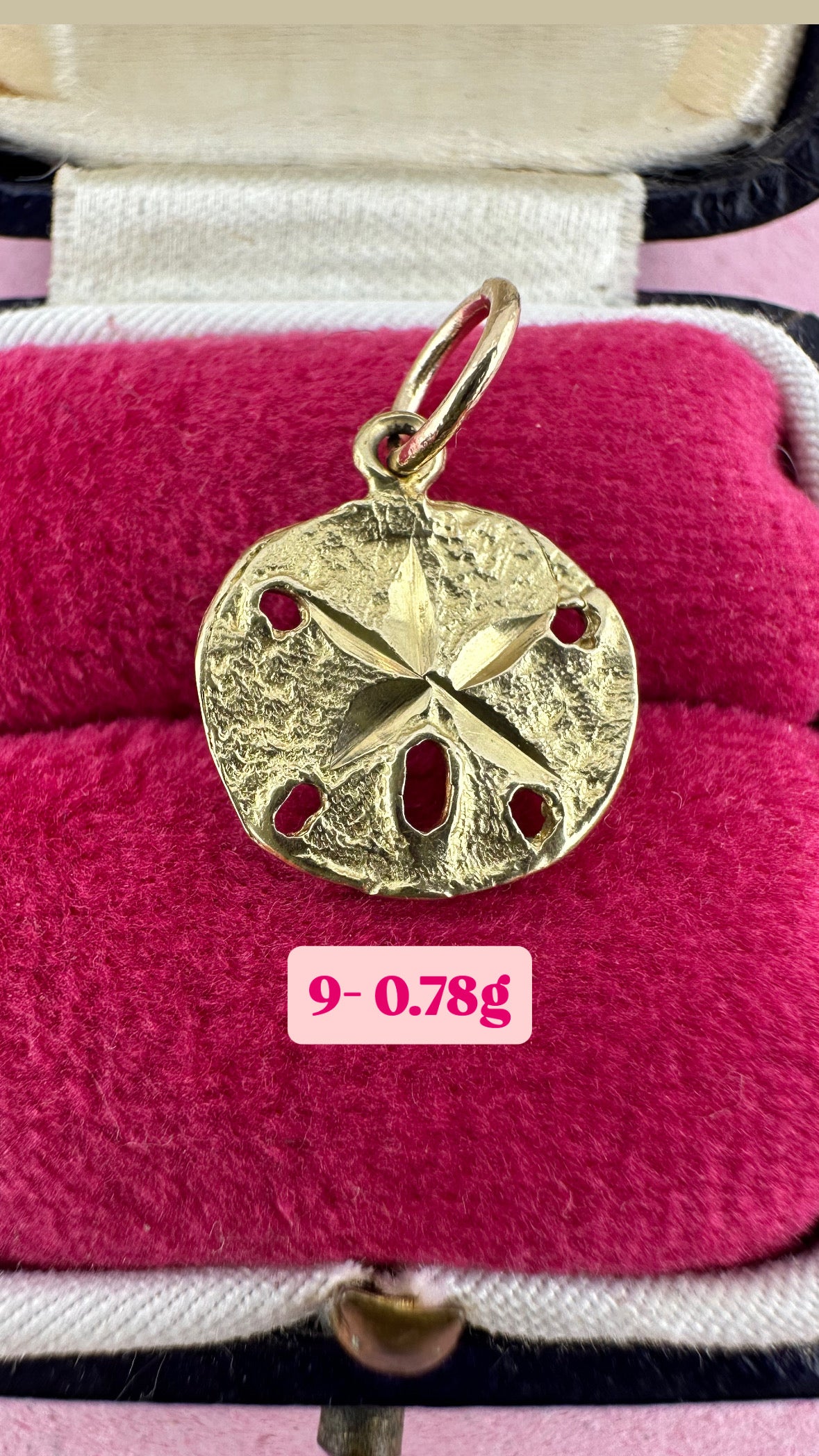 Vintage 14ct Sand Dollar Sea Urchin Charm with 9ct Gold bail.