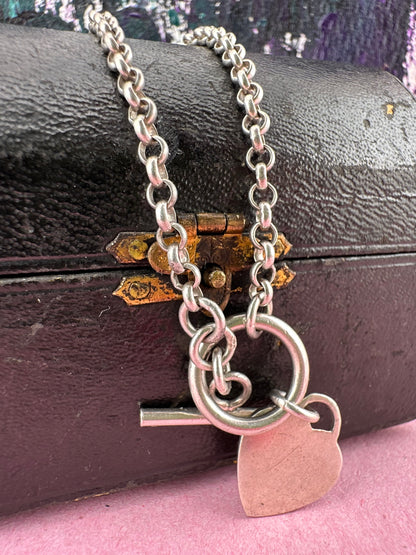 90s Sterling Silver Toggle and heart chain