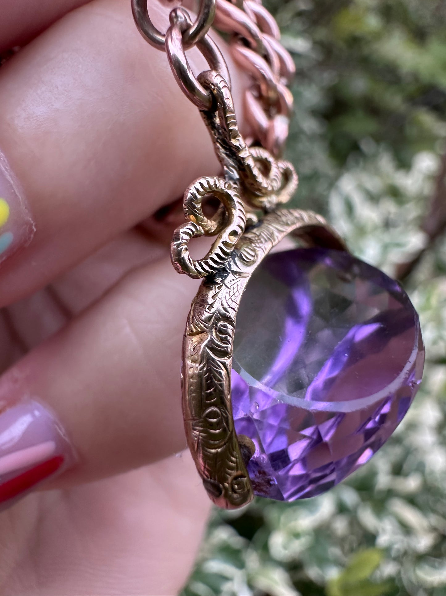 Antique 9ct Gold Amethyst Fob