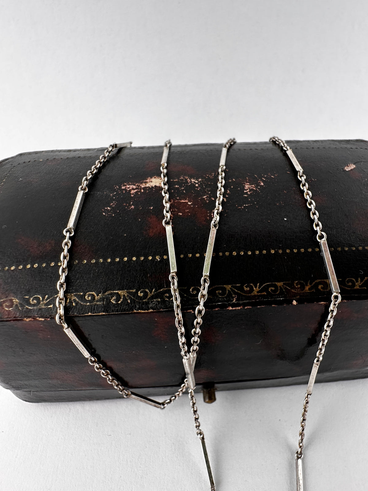 Vintage Sterling Silver Bar station chain