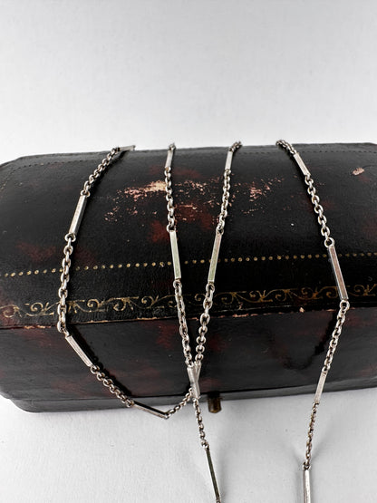 Vintage Sterling Silver Bar station chain