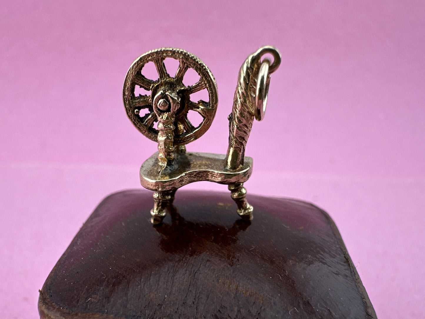 Vintage 9ct Spinning Wheel articulated charm