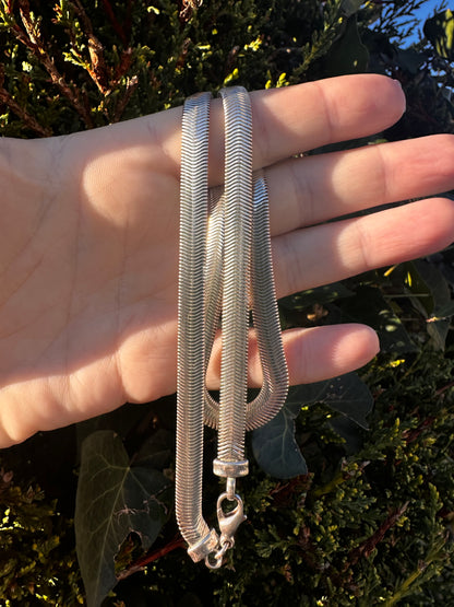 Vintage Sterling Silver Flat Snake/Herringbone chain