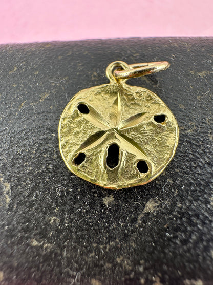 Vintage 14ct Sand Dollar Sea Urchin Charm with 9ct Gold bail.