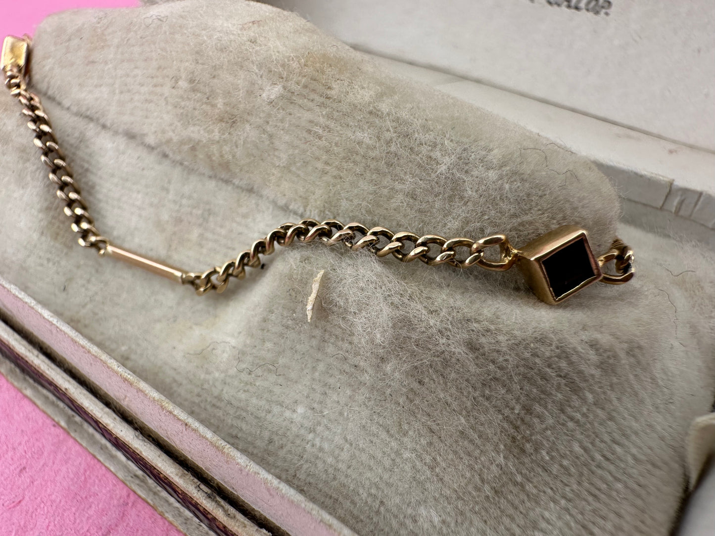 Antique 9ct Rose Gold mix link bracelet with bolt clasp