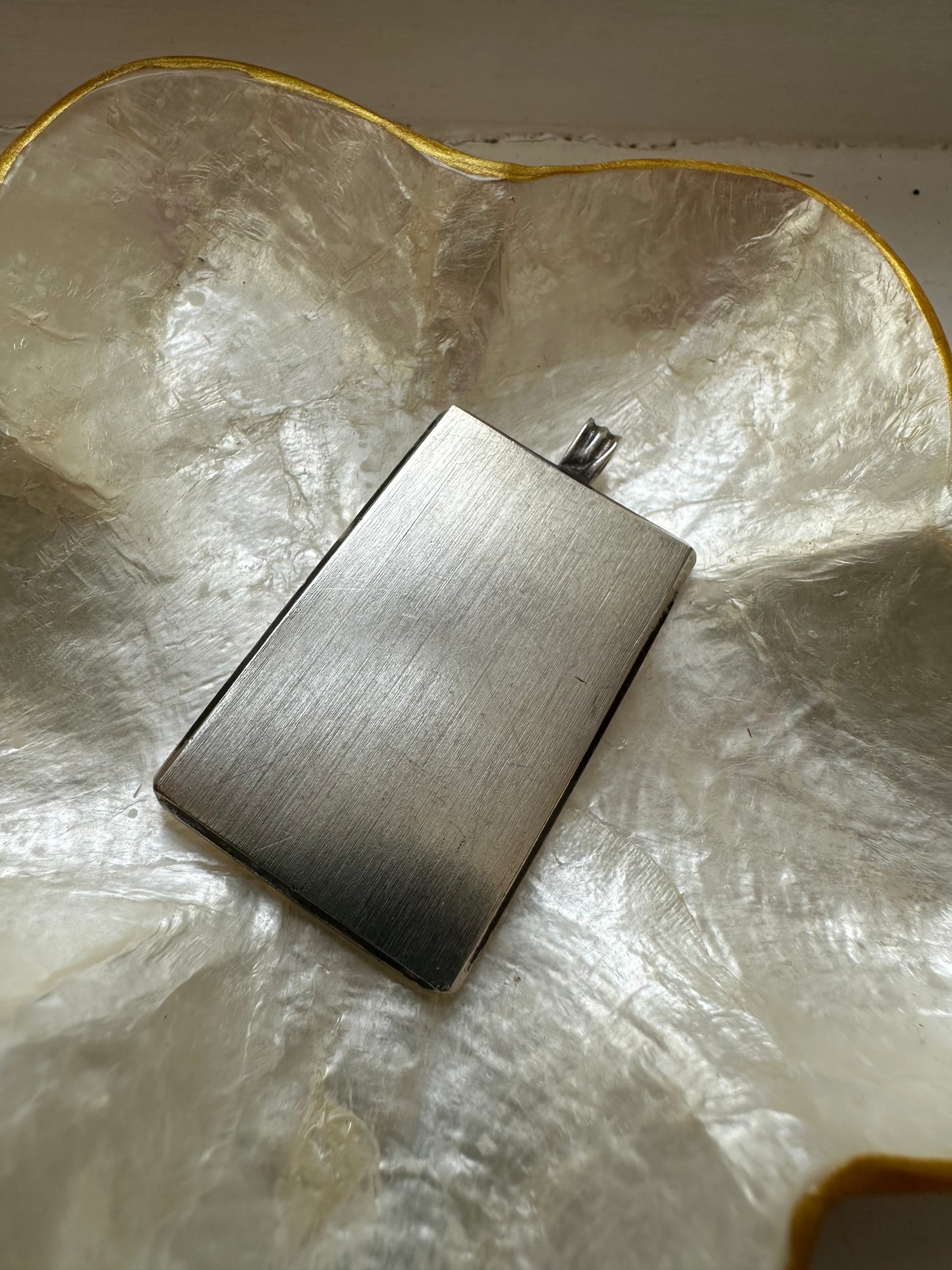 Silver ingot pendant, Silver Jubilee 1977, with brushed back