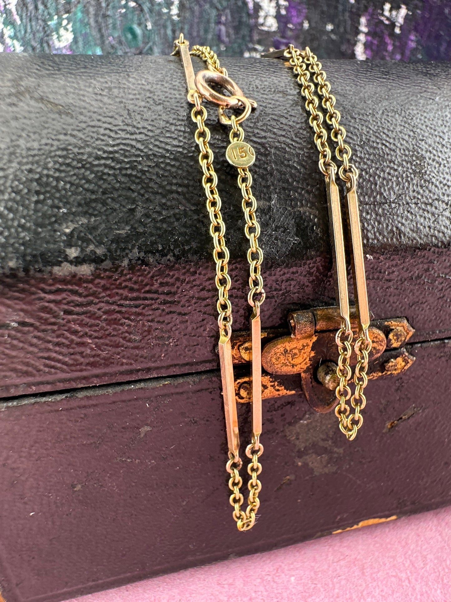 Antique 15ct Gold Bar link chain