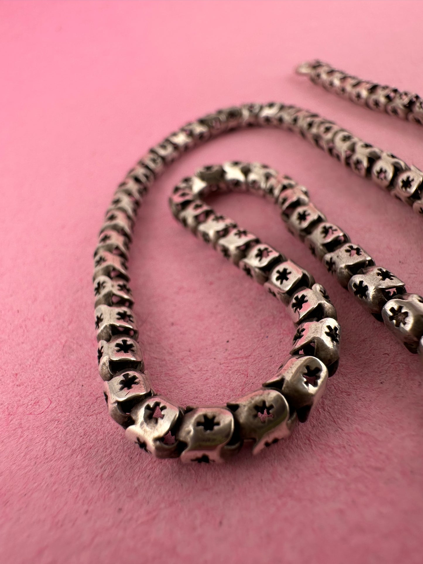 Sterling Silver Star Pierced chain with dog clip and T-Bar