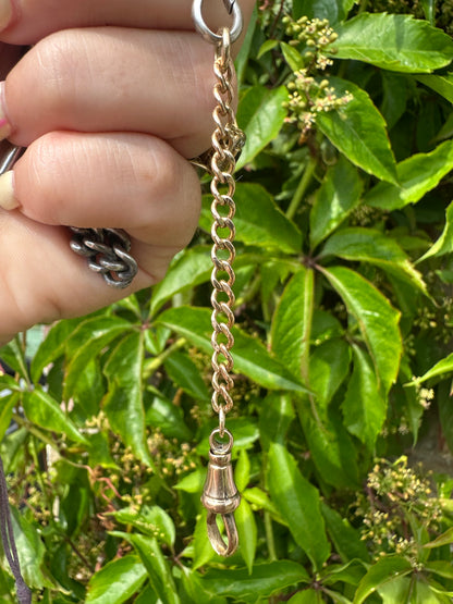 9ct Peachy Rose Gold Gold Curb extender with antique dog clip