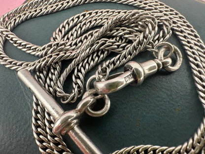 Antique Sterling Silver tight curb long guard chain