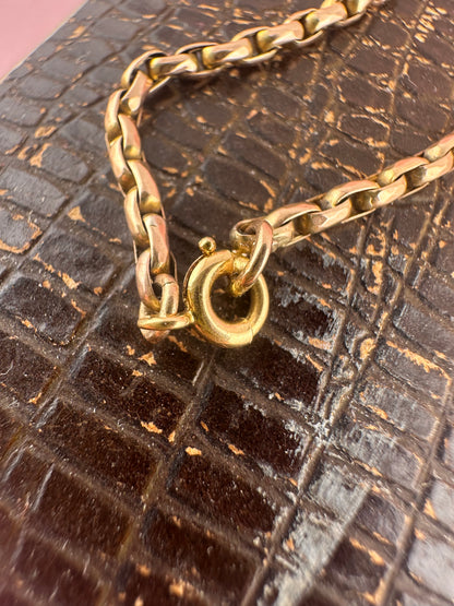 Antique 9ct gold Faceted oval belcher bracelet with bolt clasp
