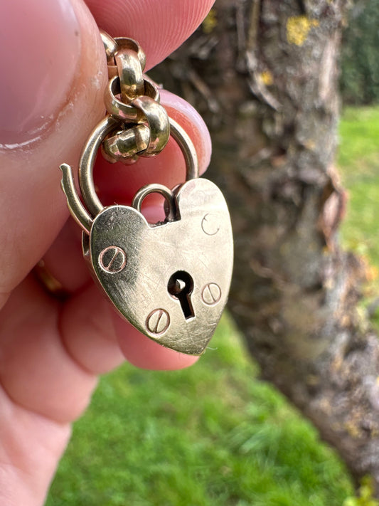 Vintage 9ct Yellow gold heart padlock