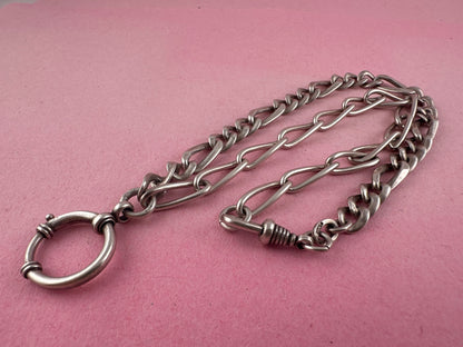 Re-imagined mixed link 800 & Sterling silver Albert chain with XL bolt clasp.