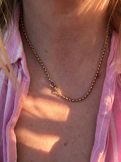 Antique 9ct Yellow gold Belcher Chain with faceted dog clip