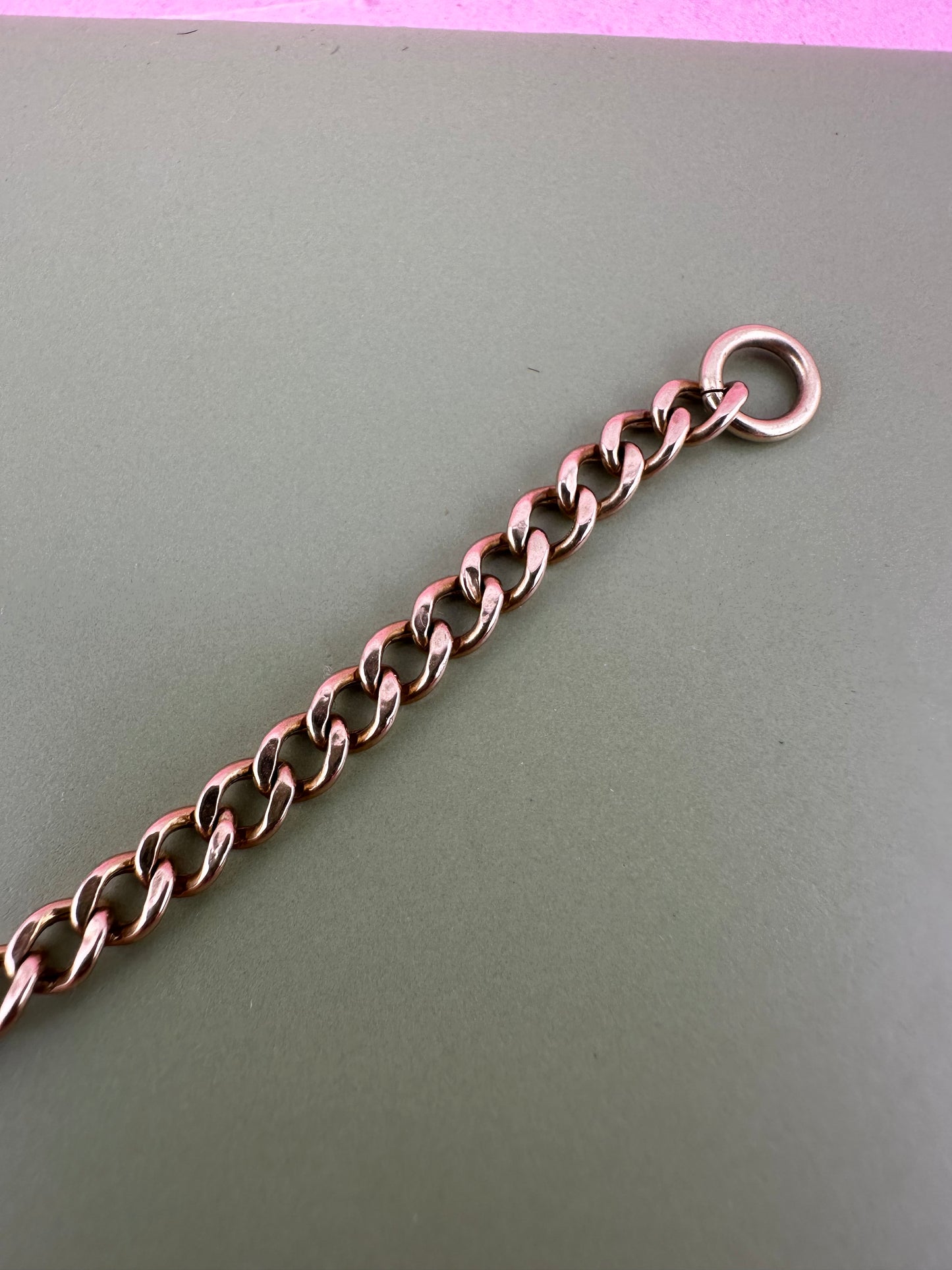 9ct Peachy Rose Gold Gold Curb extender with antique dog clip