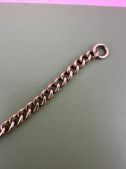9ct Peachy Rose Gold Gold Curb extender with antique dog clip